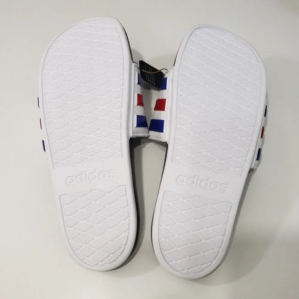NEW Adidas Men's Adilette Adjustable Comfort Sandals, Red White Blue, Size 10